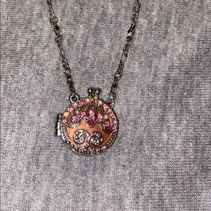 Pink locket necklace